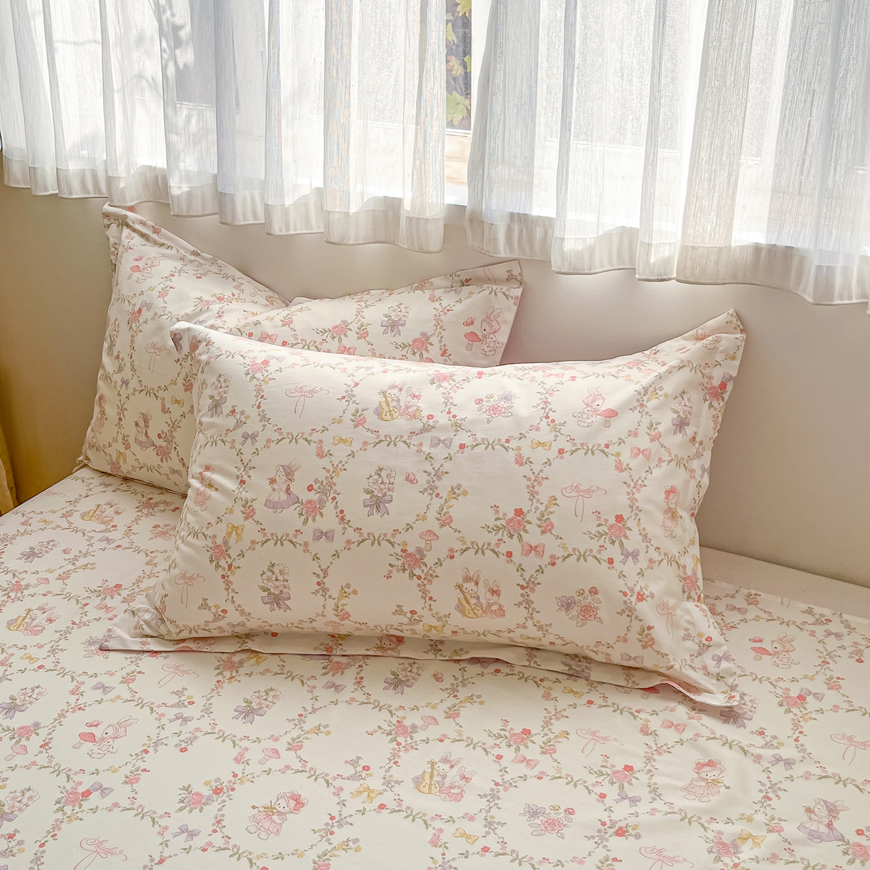 91家纺网 家纺一手货源 找家纺 （总）花梦欣 2026新款全棉印花单品系列3简约卡通款-单枕套