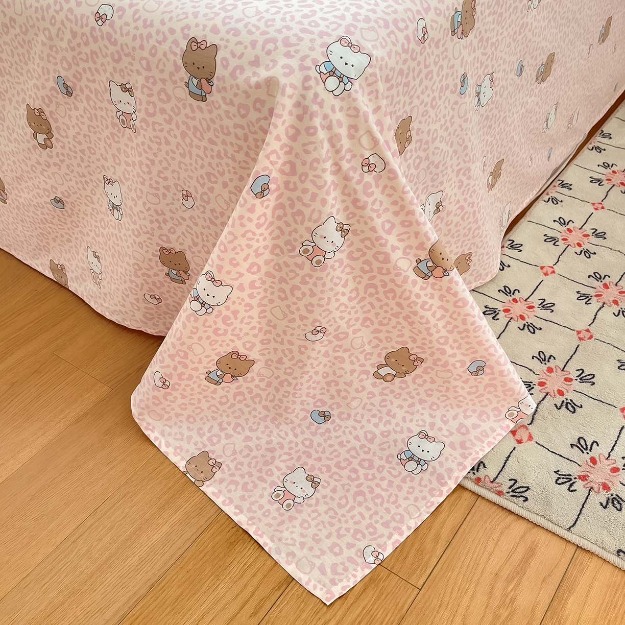 91家纺网 家纺一手货源 找家纺 花梦欣 2026新款全棉印花单品系列3简约卡通款-单枕套 豹纹KT粉