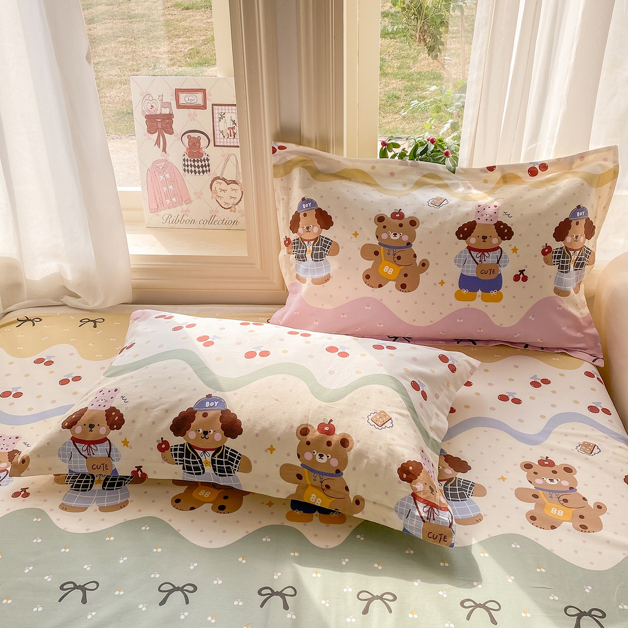 91家纺网 家纺一手货源 找家纺 花梦欣 2026新款全棉印花单品系列3简约卡通款-单枕套 波普乐园