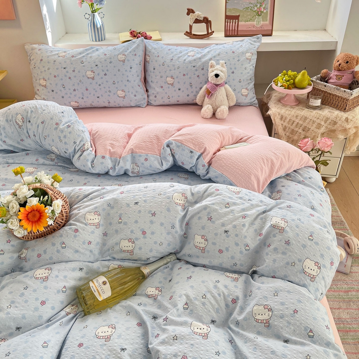 91家纺网 家纺一手货源 找家纺 （总）卡迪熊家纺 2026新款软糯泡芙纱印花四件套