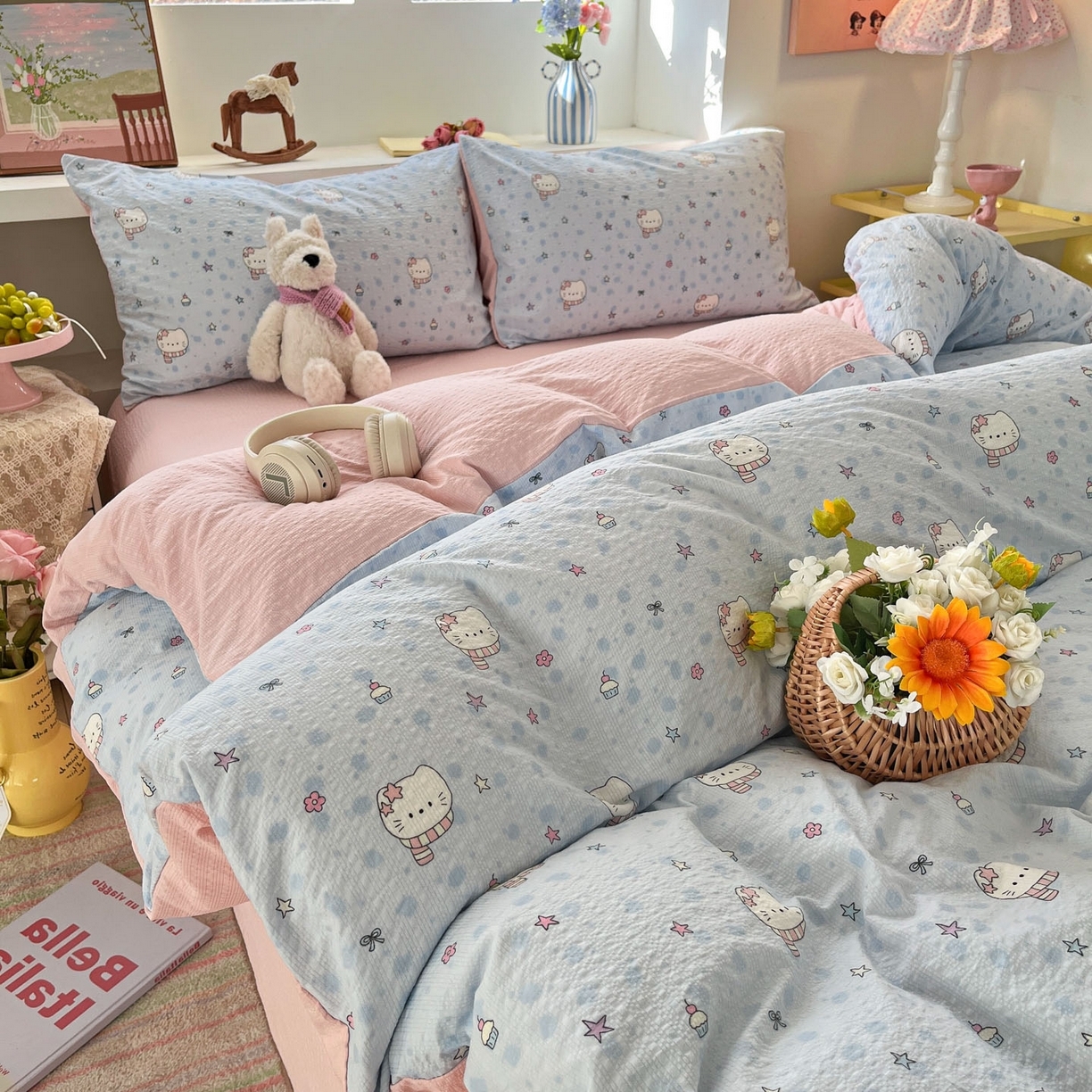 91家纺网 家纺一手货源 找家纺 （总）卡迪熊家纺 2026新款软糯泡芙纱印花四件套