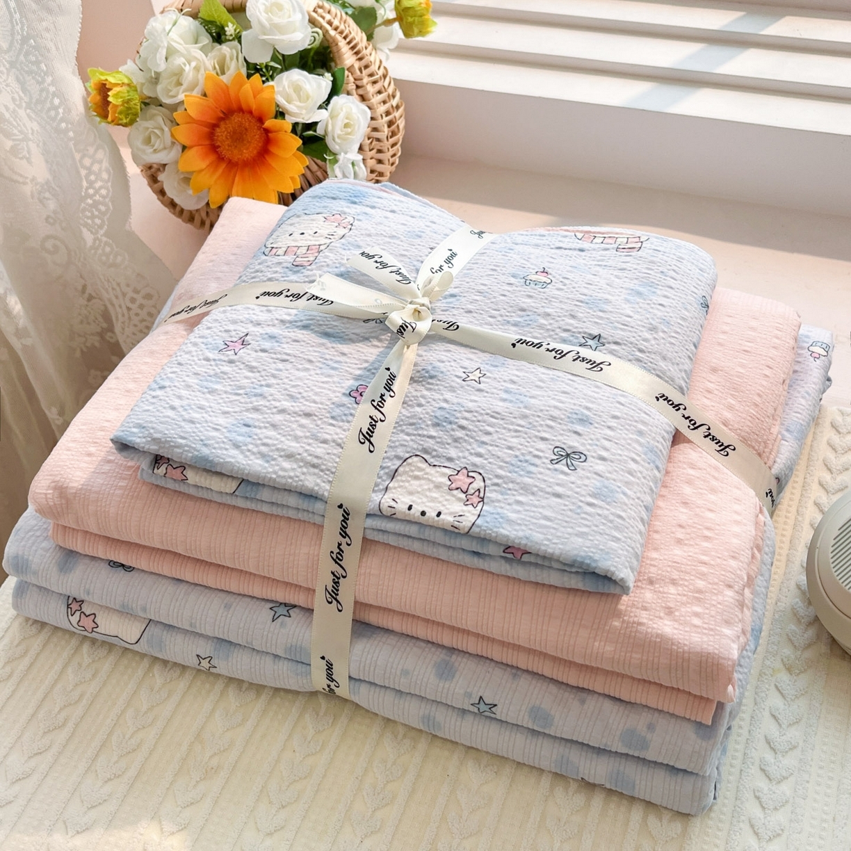 91家纺网 家纺一手货源 找家纺 （总）卡迪熊家纺 2026新款软糯泡芙纱印花四件套