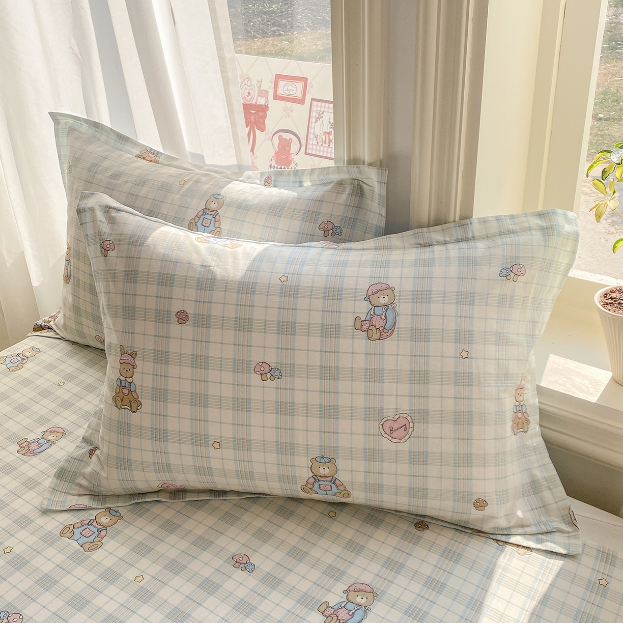 91家纺网 家纺一手货源 找家纺 花梦欣 2026新款全棉印花单品系列3简约卡通款-单枕套 乖乖熊