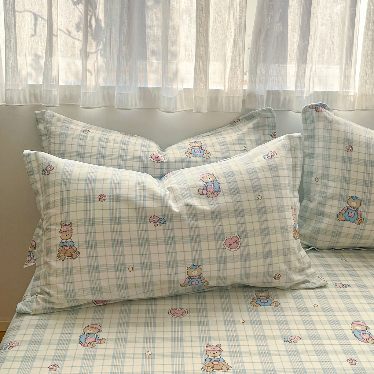 91家纺网 家纺一手货源 找家纺 花梦欣 2026新款全棉印花单品系列3简约卡通款-单枕套 乖乖熊