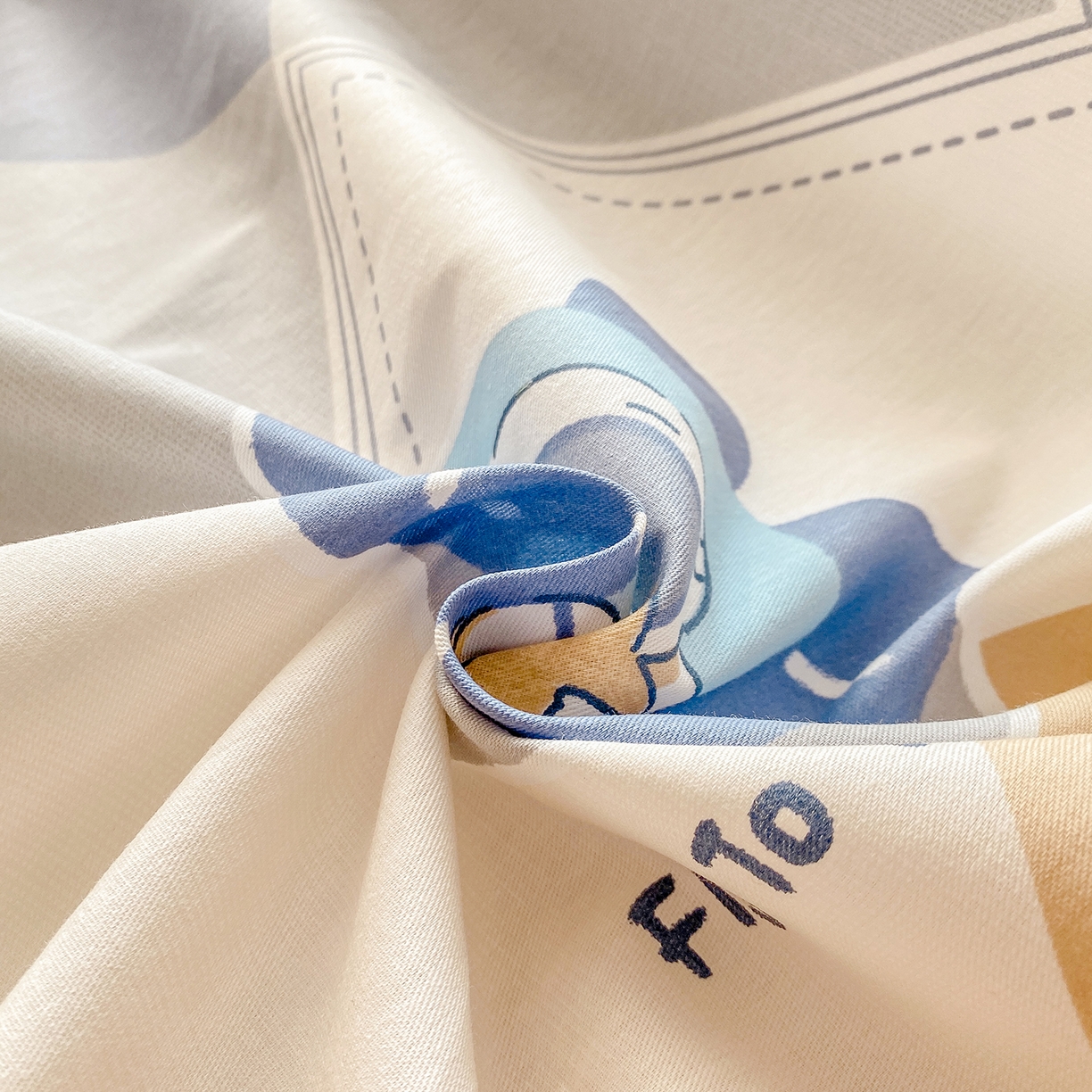 91家纺网 家纺一手货源 找家纺 花梦欣 2026新款全棉印花单品系列3简约卡通款-单枕套 几何飞船