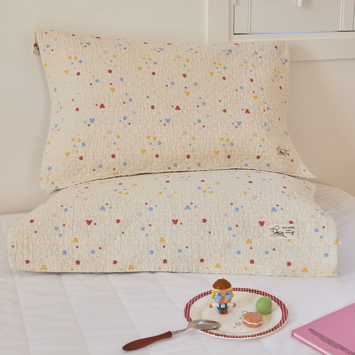 沐瑟家纺 2026新款安心棉枕巾 彩星-咖