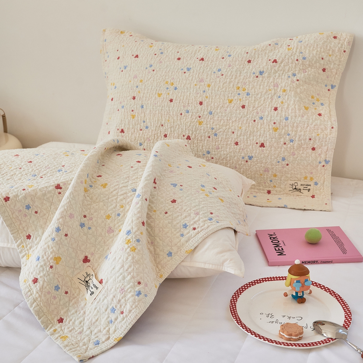 91家纺网 家纺一手货源 找家纺 沐瑟家纺 2026新款安心棉枕巾 彩星-咖