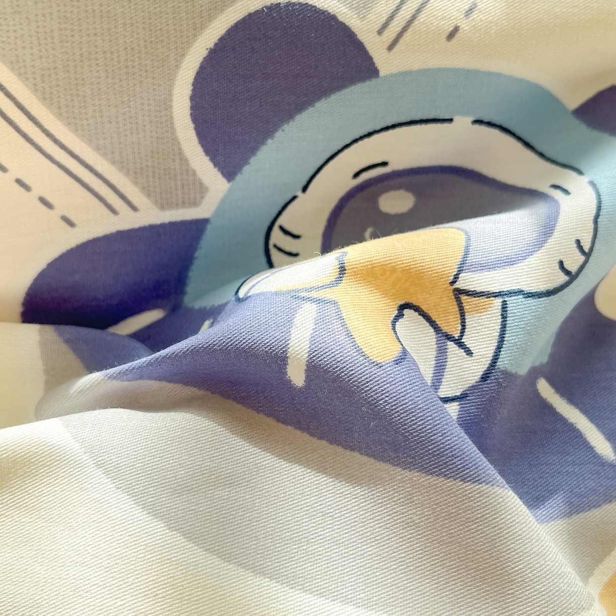 91家纺网 家纺一手货源 找家纺 花梦欣 2026新款全棉印花单品系列3简约卡通款-单枕套 几何飞船