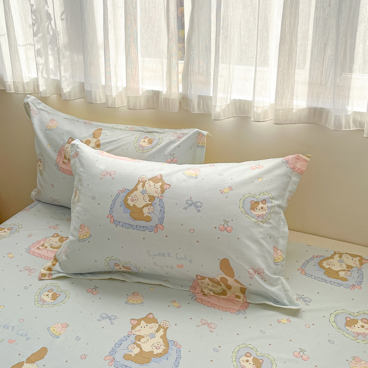 花梦欣 2026新款全棉印花单品系列3简约卡通款-单枕套 狸花小姐兰