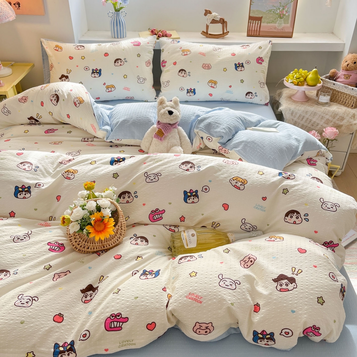 91家纺网 家纺一手货源 找家纺 （总）彩韵家纺 2026新款软糯泡芙纱印花四件套