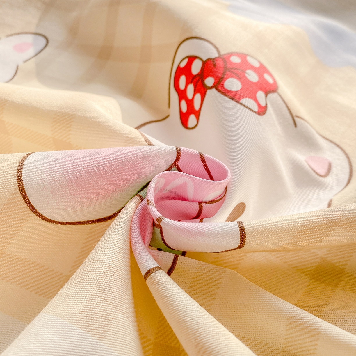 91家纺网 家纺一手货源 找家纺 花梦欣 2026新款全棉印花单品系列3简约卡通款-单枕套 萌萌凯蒂