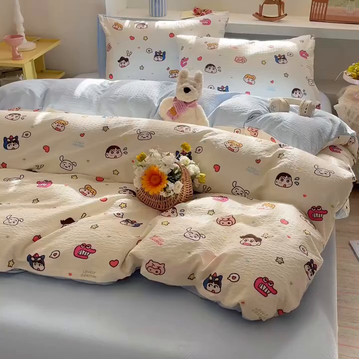 91家纺网 家纺一手货源 找家纺 （总）彩韵家纺 2026新款软糯泡芙纱印花四件套