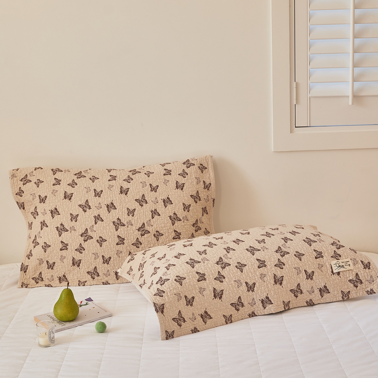 91家纺网 家纺一手货源 找家纺 沐瑟家纺 2026新款安心棉枕巾 蝶舞-浅咖