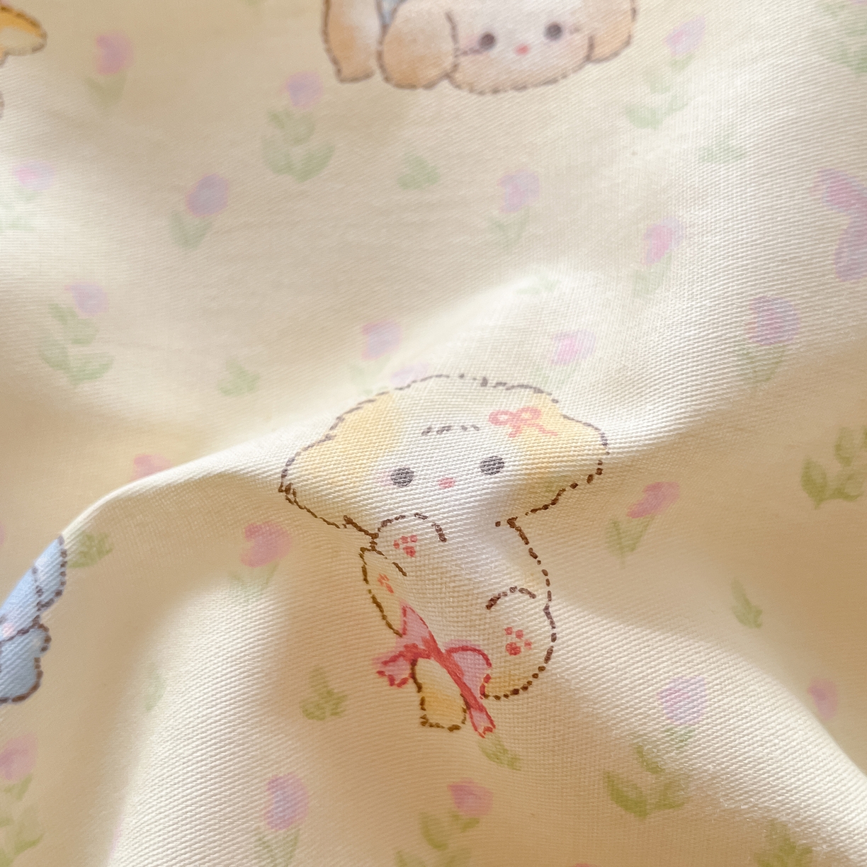 91家纺网 家纺一手货源 找家纺 花梦欣 2026新款全棉印花单品系列3简约卡通款-单枕套 萌趣汪汪