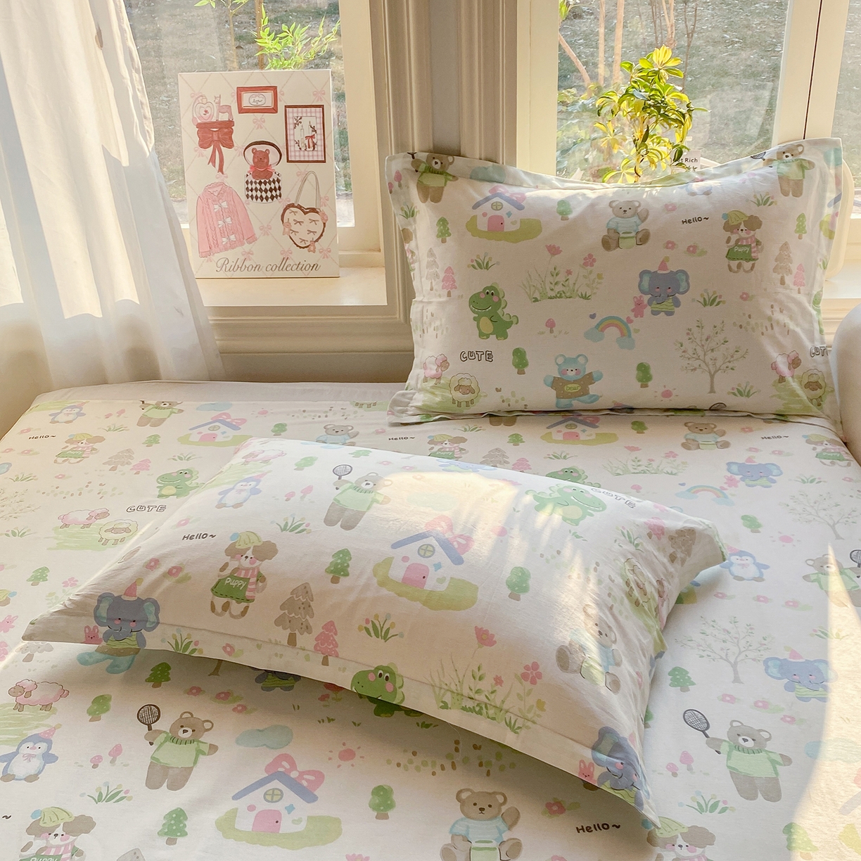 91家纺网 家纺一手货源 找家纺 花梦欣 2026新款全棉印花单品系列3简约卡通款-单枕套 妙趣乐园