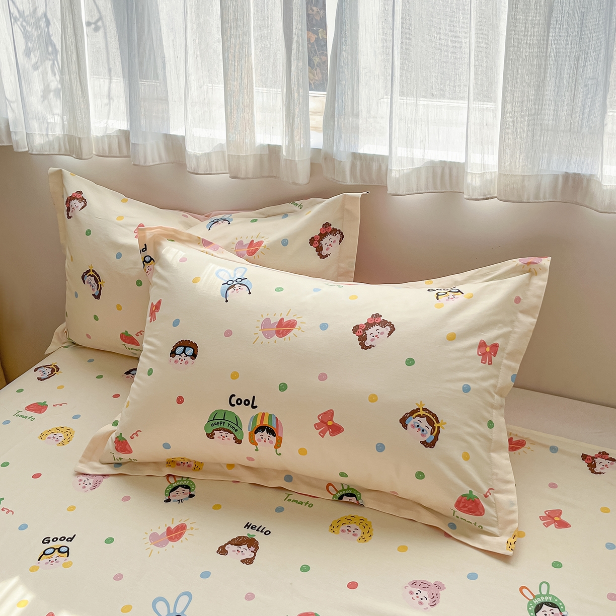 花梦欣 2026新款全棉印花单品系列3简约卡通款-单枕套 趣味涂鸦