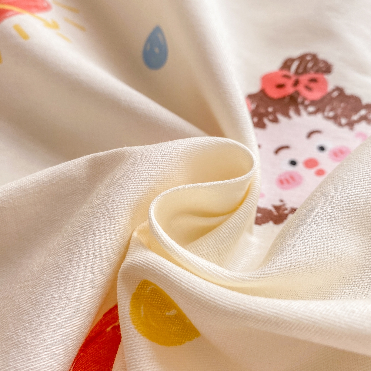 91家纺网 家纺一手货源 找家纺 花梦欣 2026新款全棉印花单品系列3简约卡通款-单枕套 趣味涂鸦