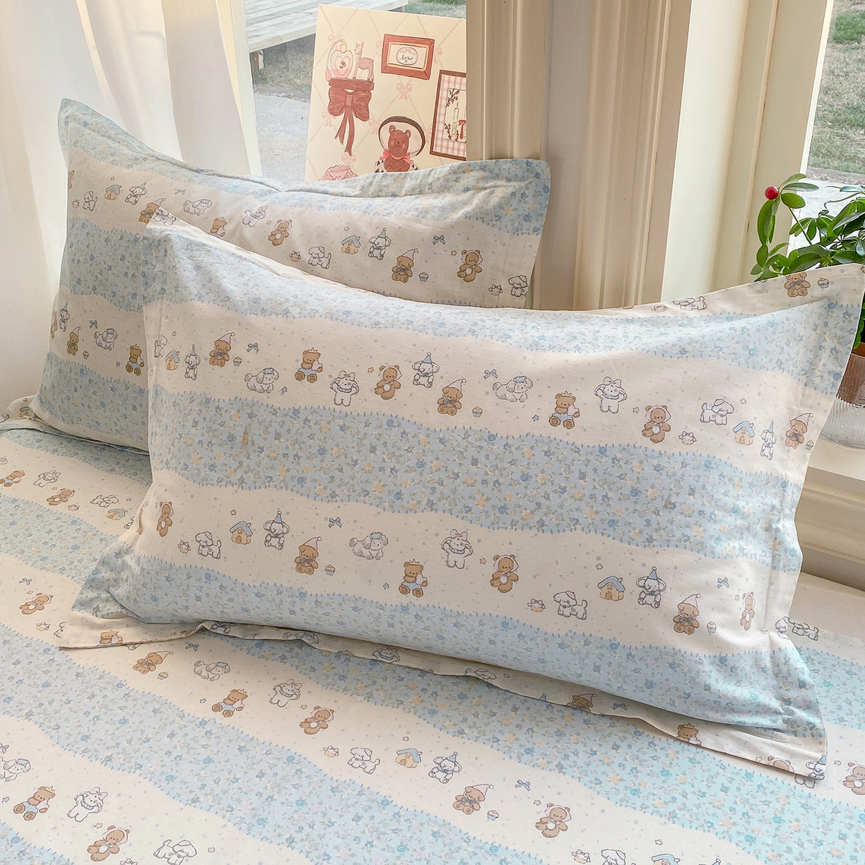 花梦欣 2026新款全棉印花单品系列3简约卡通款-单枕套 三小只