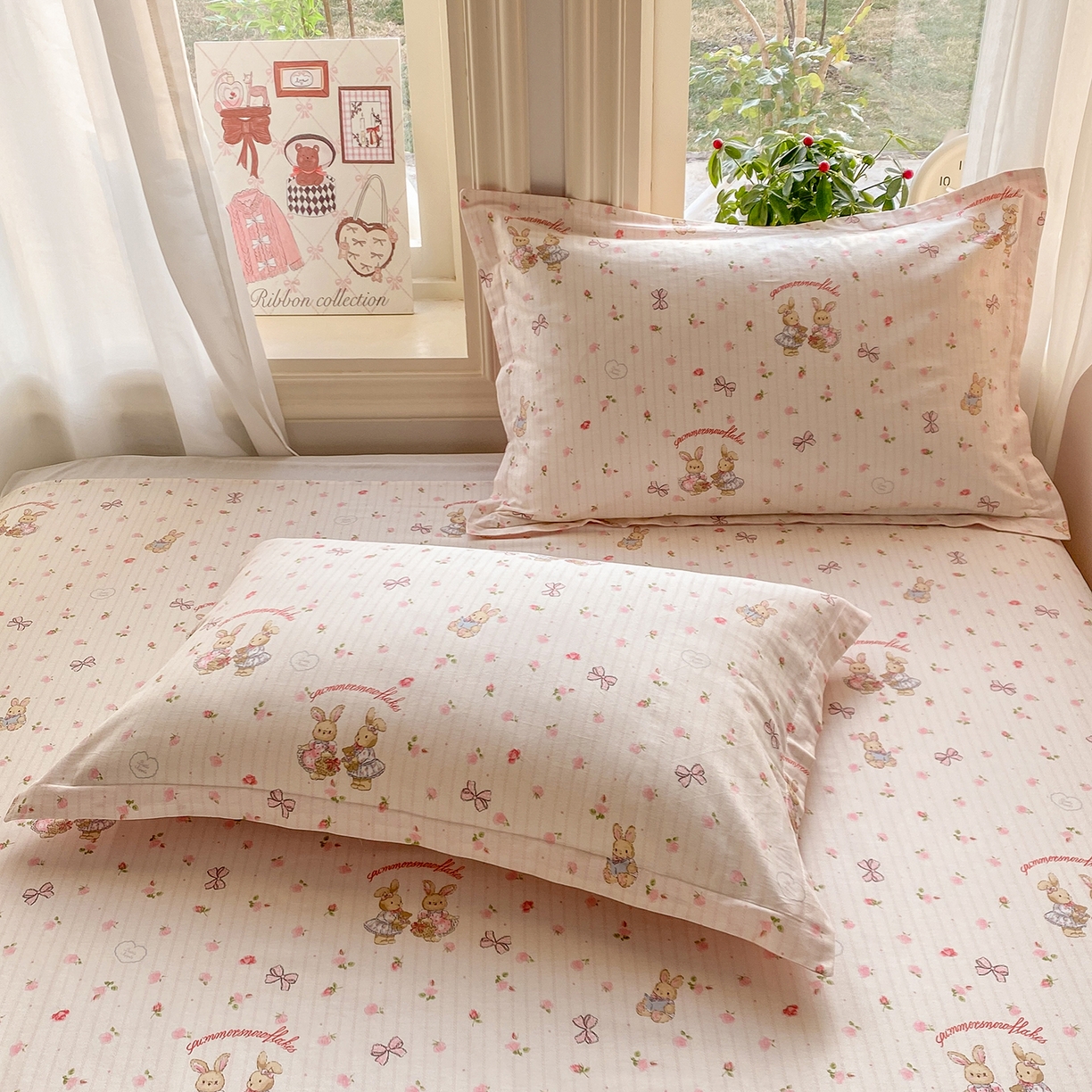 91家纺网 家纺一手货源 找家纺 花梦欣 2026新款全棉印花单品系列3简约卡通款-单枕套 甜蜜纪念日