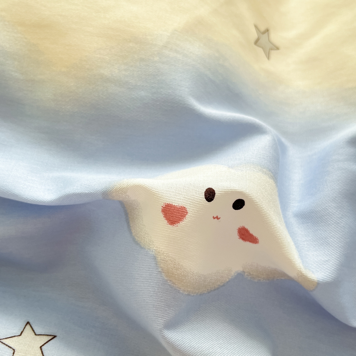 91家纺网 家纺一手货源 找家纺 花梦欣 2026新款全棉印花单品系列3简约卡通款-单枕套 星辰入梦