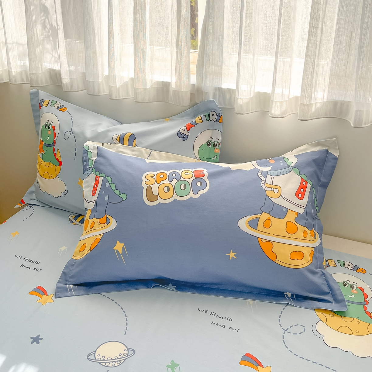 花梦欣 2026新款全棉印花单品系列3简约卡通款-单枕套 星际漫游记