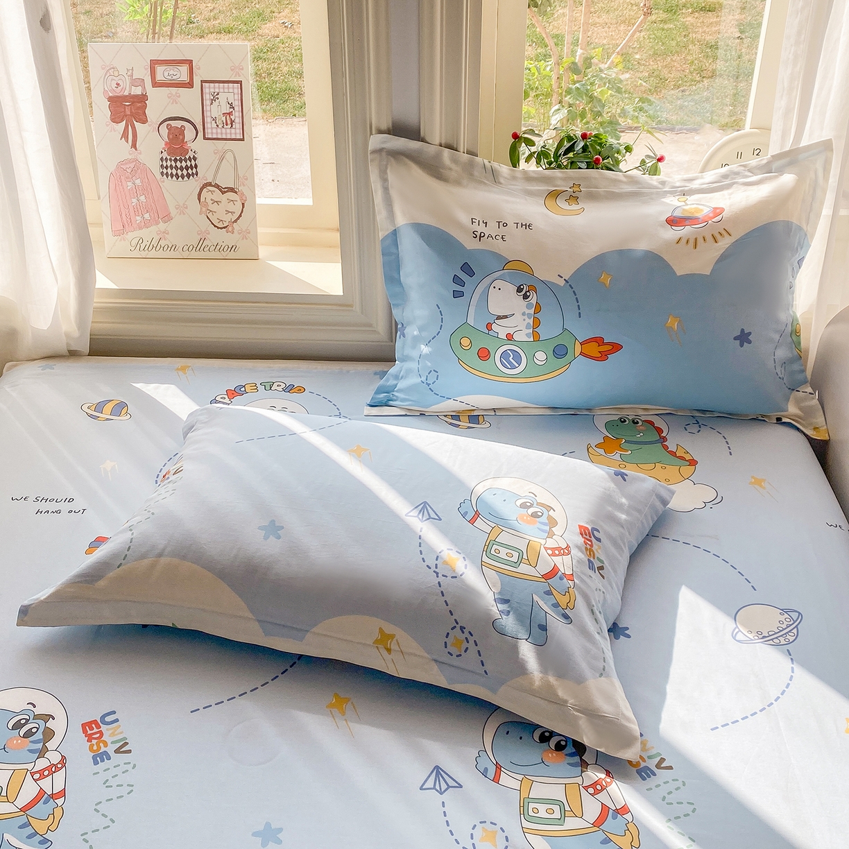 91家纺网 家纺一手货源 找家纺 花梦欣 2026新款全棉印花单品系列3简约卡通款-单枕套 星际漫游记