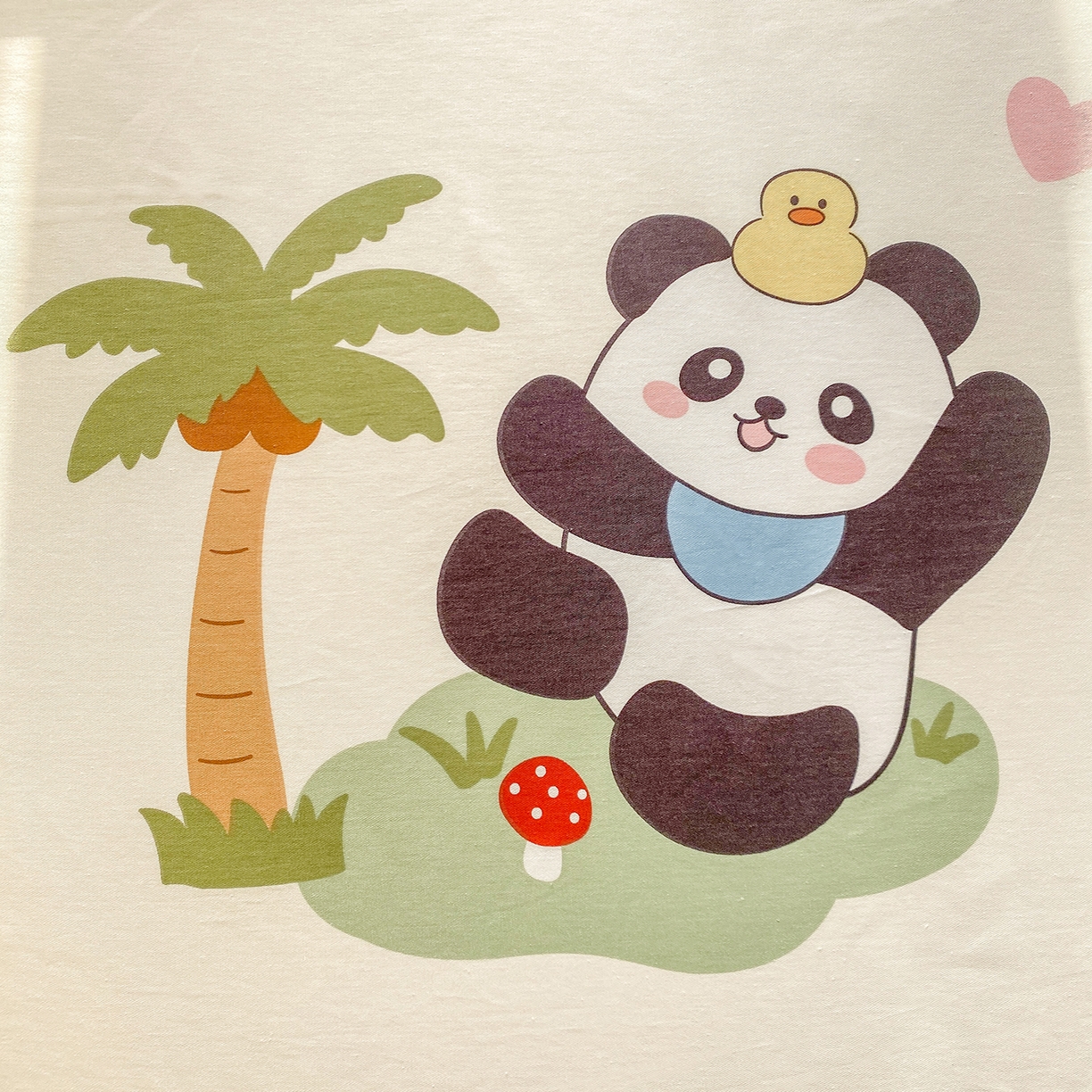 91家纺网 家纺一手货源 找家纺 花梦欣 2026新款全棉印花单品系列3简约卡通款-单枕套 熊猫鸭鸭乐绿