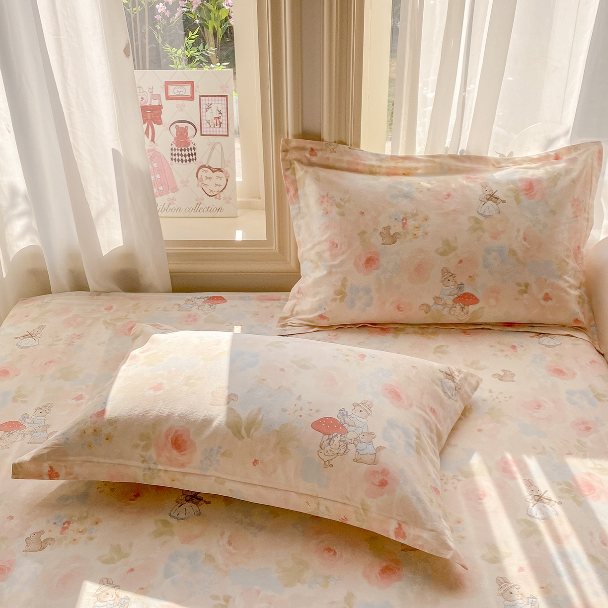 91家纺网 家纺一手货源 找家纺 花梦欣 2026新款全棉印花单品系列3简约卡通款-单枕套 油画弦音