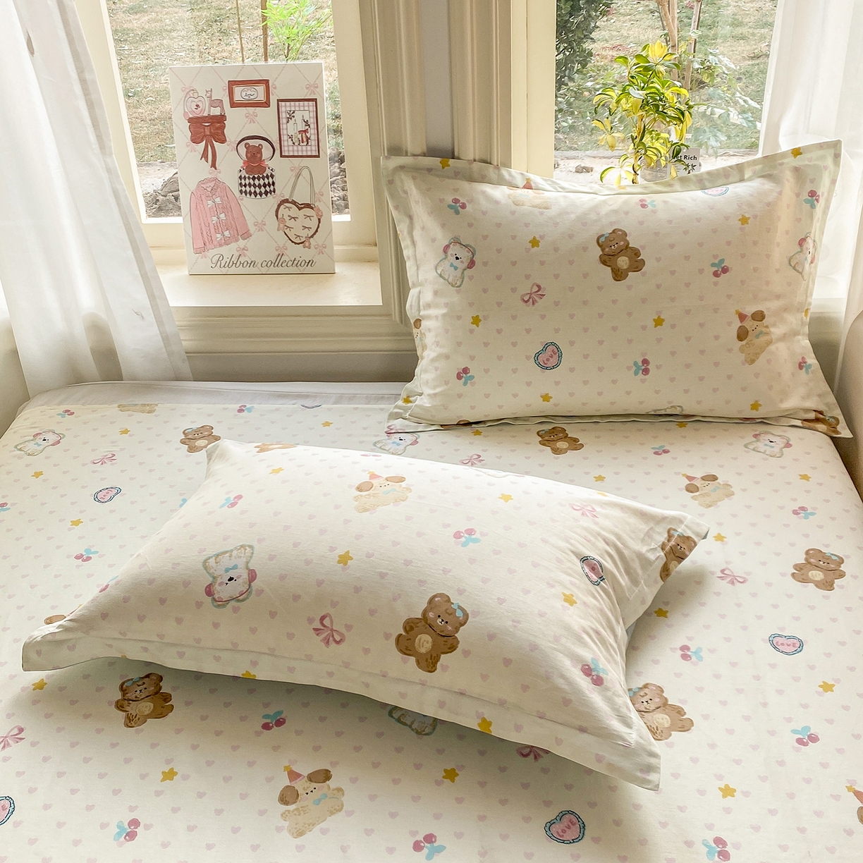 91家纺网 家纺一手货源 找家纺 花梦欣 2026新款全棉印花单品系列3简约卡通款-单枕套 芋泥小狗