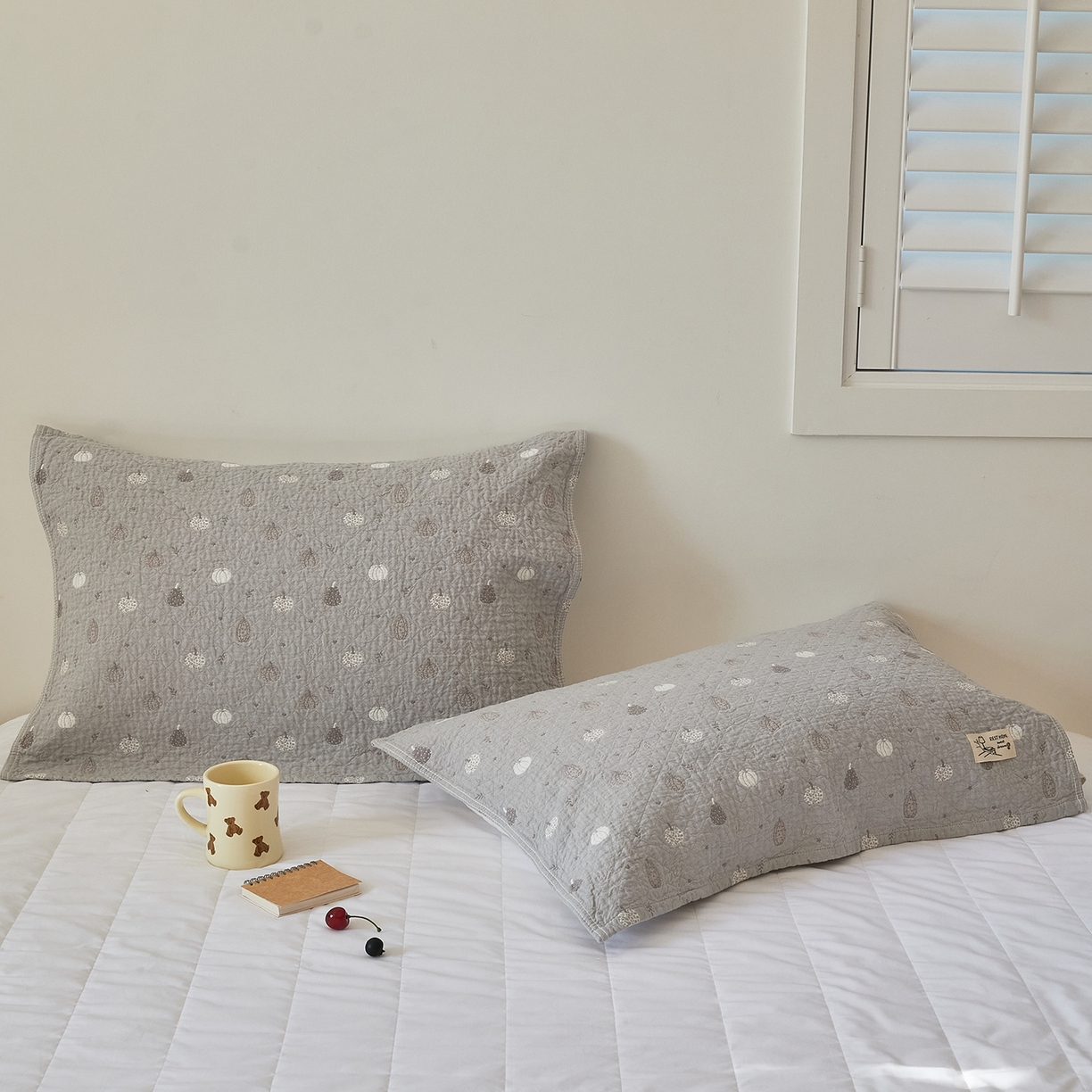 91家纺网 家纺一手货源 找家纺 沐瑟家纺 2026新款安心棉枕巾 南瓜-灰色