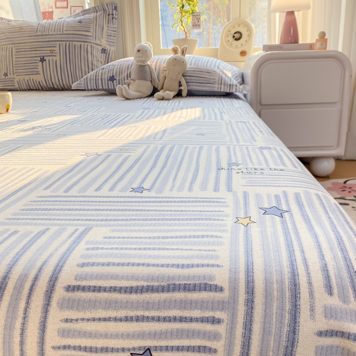 91家纺网 家纺一手货源 找家纺 （总）花梦欣 2026新款全棉印花单品系列3简约卡通款-单床单