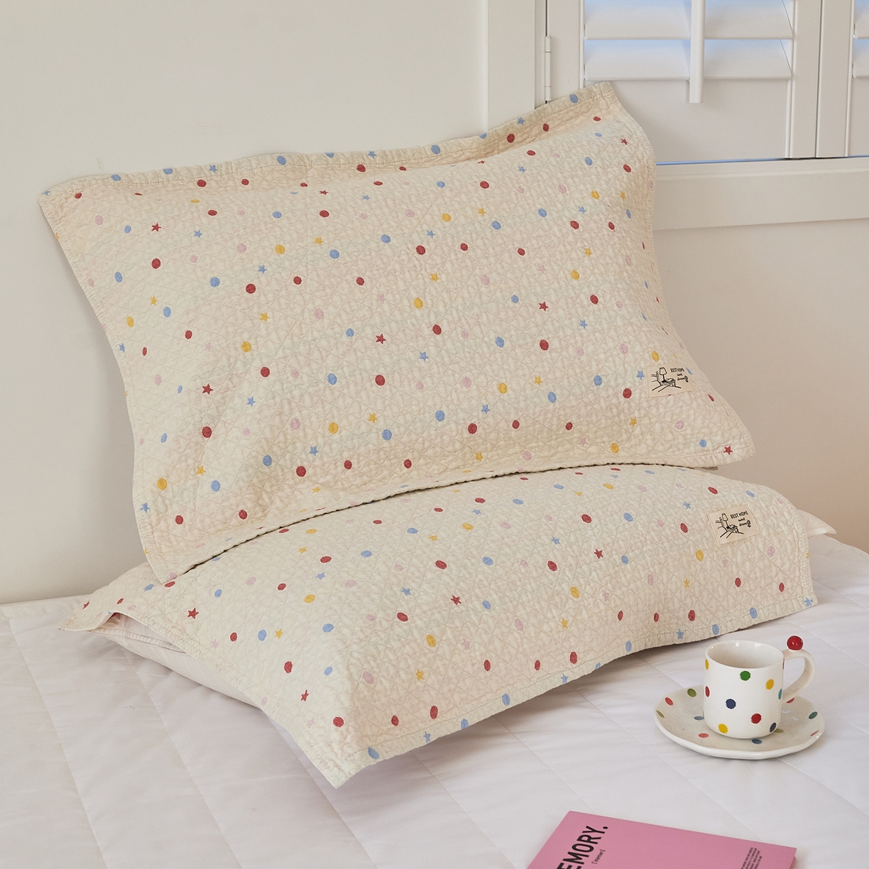 沐瑟家纺 2026新款安心棉枕巾 星点-咖