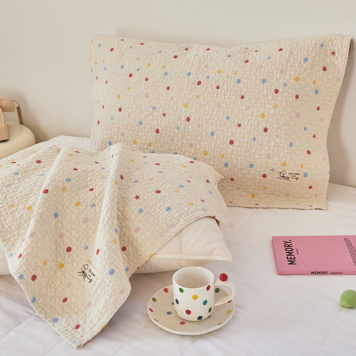 91家纺网 家纺一手货源 找家纺 沐瑟家纺 2026新款安心棉枕巾 星点-咖