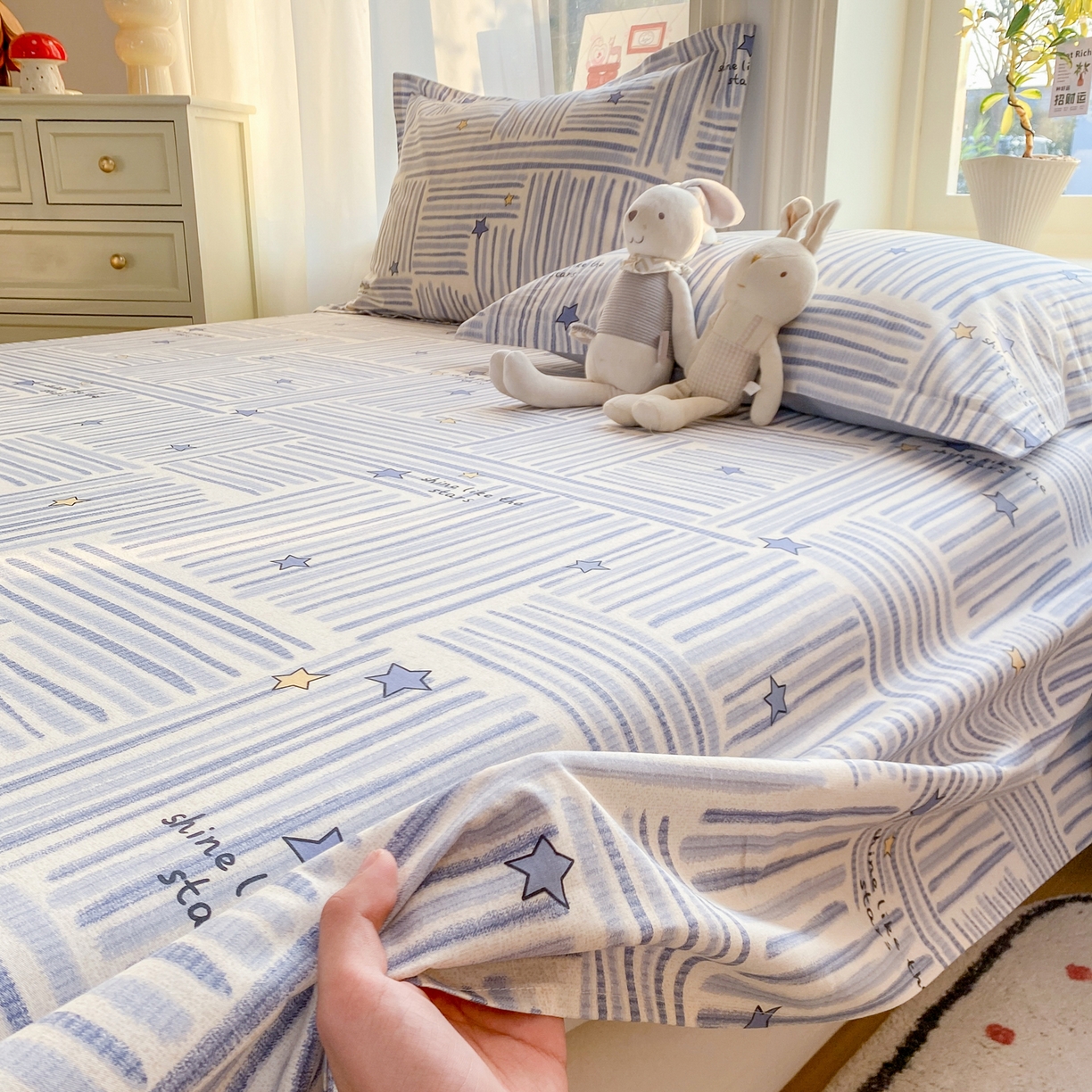 91家纺网 家纺一手货源 找家纺 （总）花梦欣 2026新款全棉印花单品系列3简约卡通款-单床单