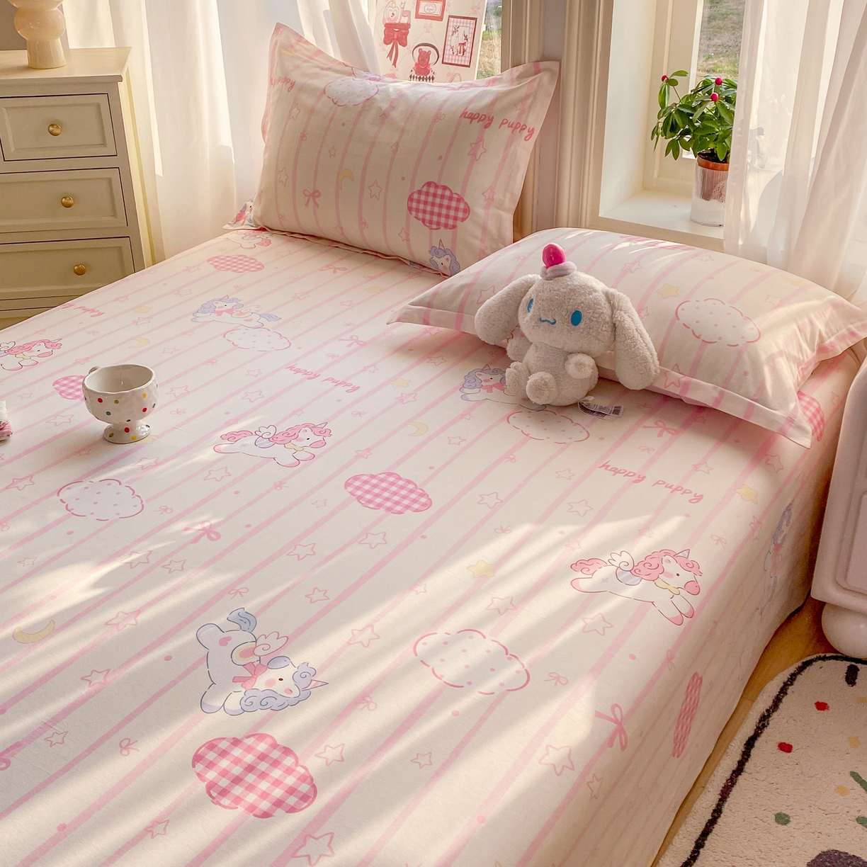 91家纺网 家纺一手货源 找家纺 （总）花梦欣 2026新款全棉印花单品系列3简约卡通款-单床单