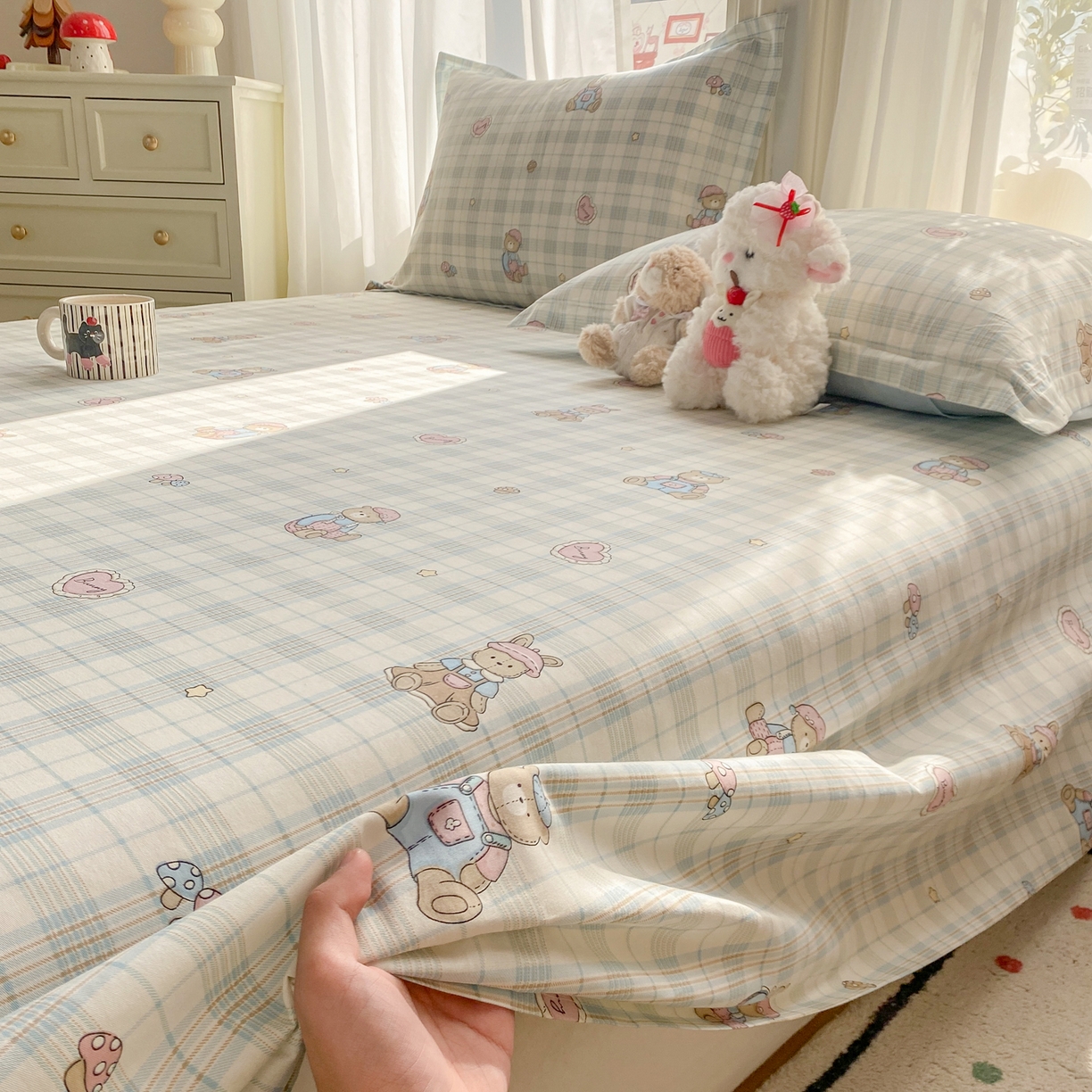 91家纺网 家纺一手货源 找家纺 （总）花梦欣 2026新款全棉印花单品系列3简约卡通款-单床单