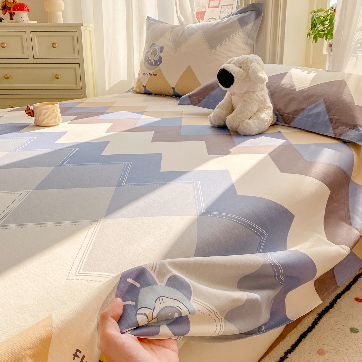 91家纺网 家纺一手货源 找家纺 （总）花梦欣 2026新款全棉印花单品系列3简约卡通款-单床单