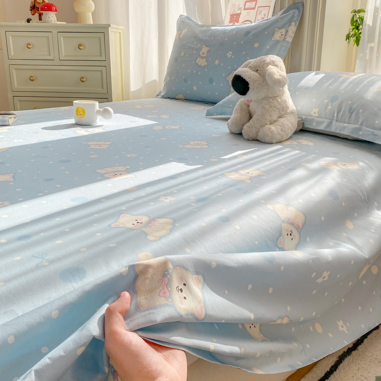 91家纺网 家纺一手货源 找家纺 （总）花梦欣 2026新款全棉印花单品系列3简约卡通款-单床单