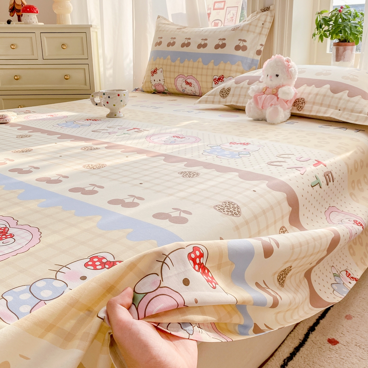 91家纺网 家纺一手货源 找家纺 （总）花梦欣 2026新款全棉印花单品系列3简约卡通款-单床单