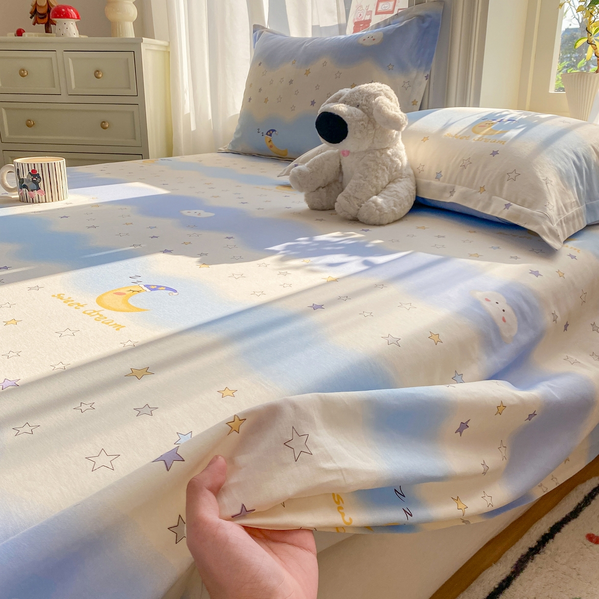 91家纺网 家纺一手货源 找家纺 （总）花梦欣 2026新款全棉印花单品系列3简约卡通款-单床单