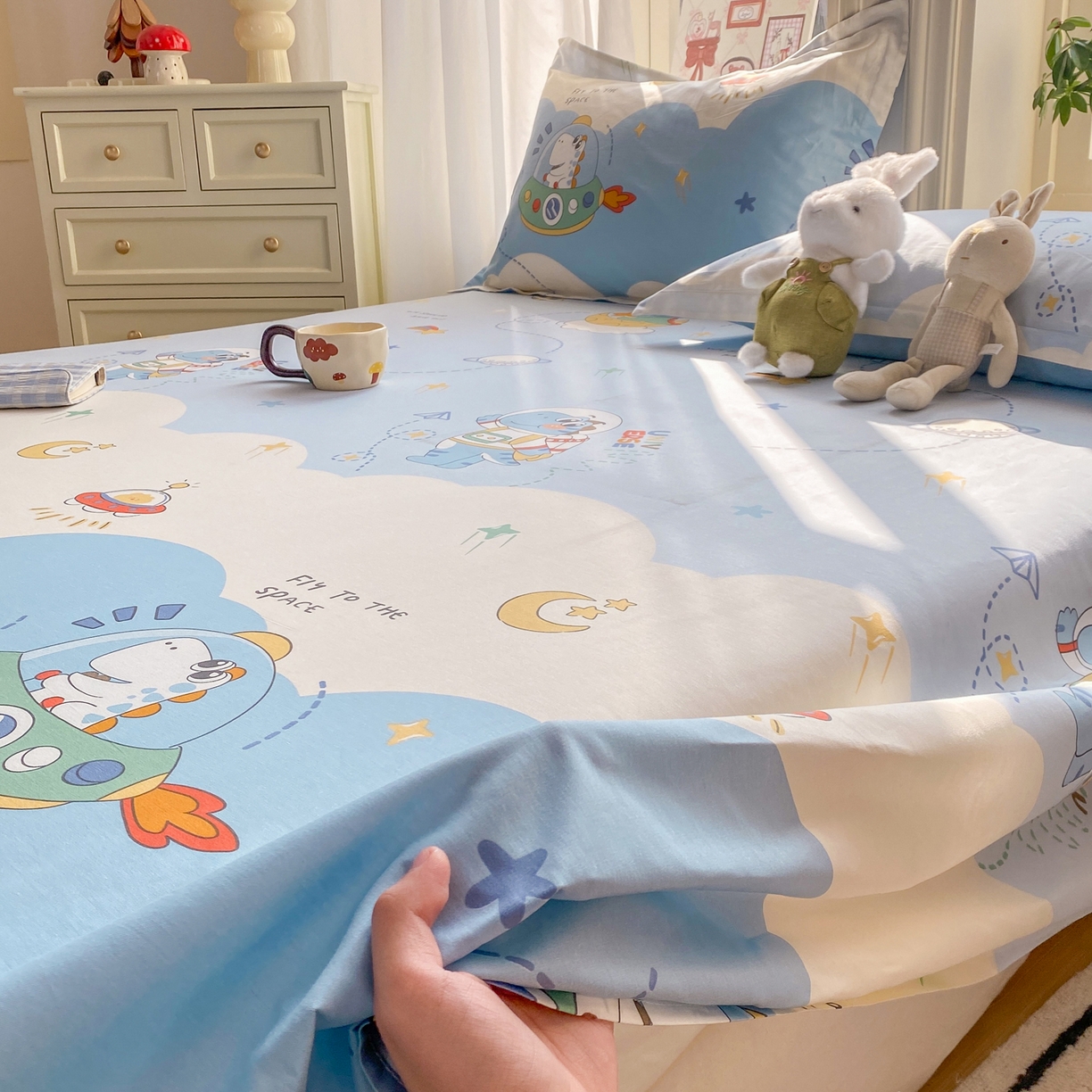 91家纺网 家纺一手货源 找家纺 （总）花梦欣 2026新款全棉印花单品系列3简约卡通款-单床单