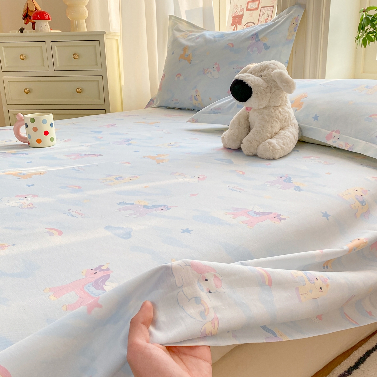 91家纺网 家纺一手货源 找家纺 （总）花梦欣 2026新款全棉印花单品系列3简约卡通款-单床单