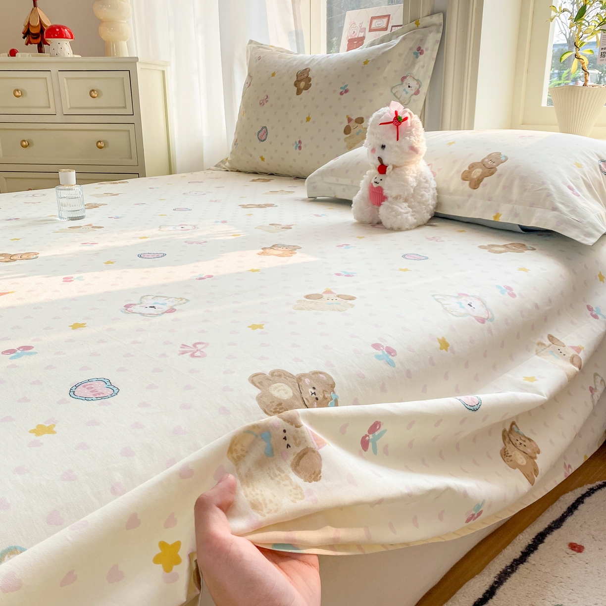 91家纺网 家纺一手货源 找家纺 （总）花梦欣 2026新款全棉印花单品系列3简约卡通款-单床单