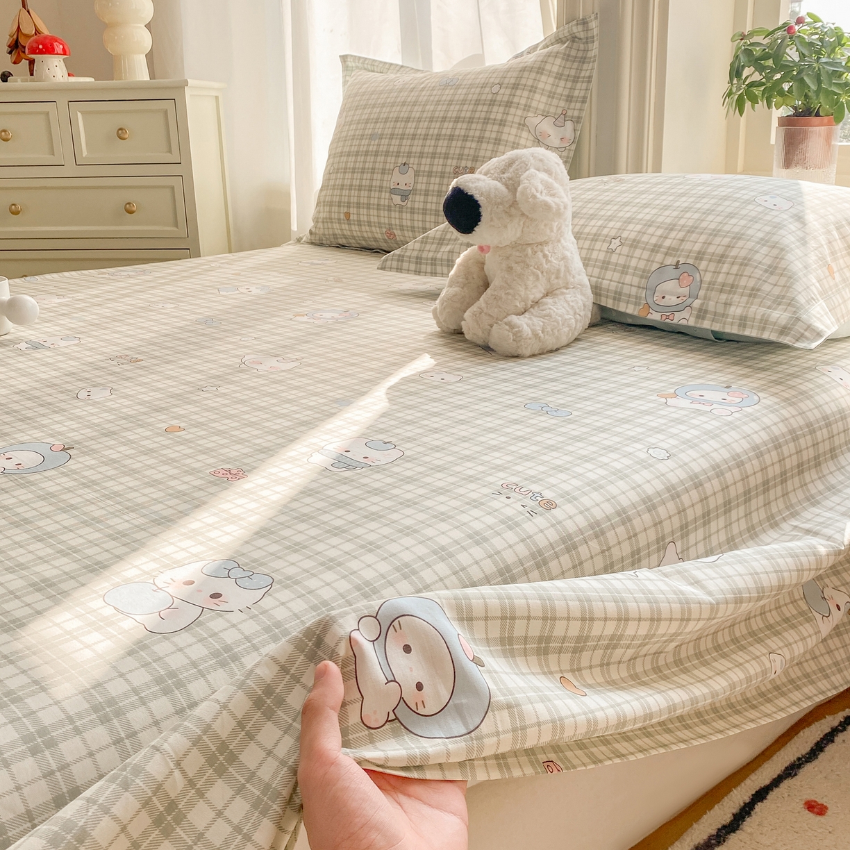 91家纺网 家纺一手货源 找家纺 （总）花梦欣 2026新款全棉印花单品系列3简约卡通款-单床单