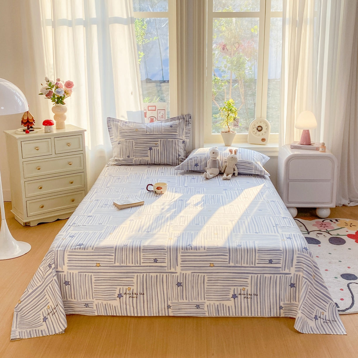 91家纺网 家纺一手货源 找家纺 花梦欣 2026新款全棉印花单品系列3简约卡通款-单床单 安集星