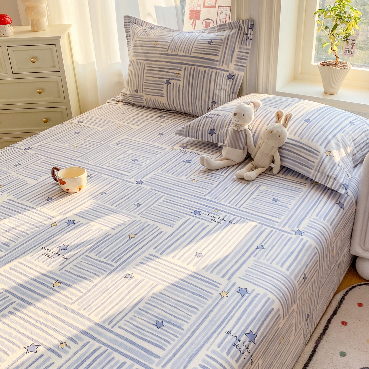 91家纺网 家纺一手货源 找家纺 花梦欣 2026新款全棉印花单品系列3简约卡通款-单床单 安集星