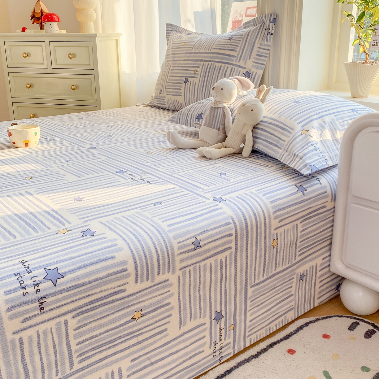 91家纺网 家纺一手货源 找家纺 花梦欣 2026新款全棉印花单品系列3简约卡通款-单床单 安集星