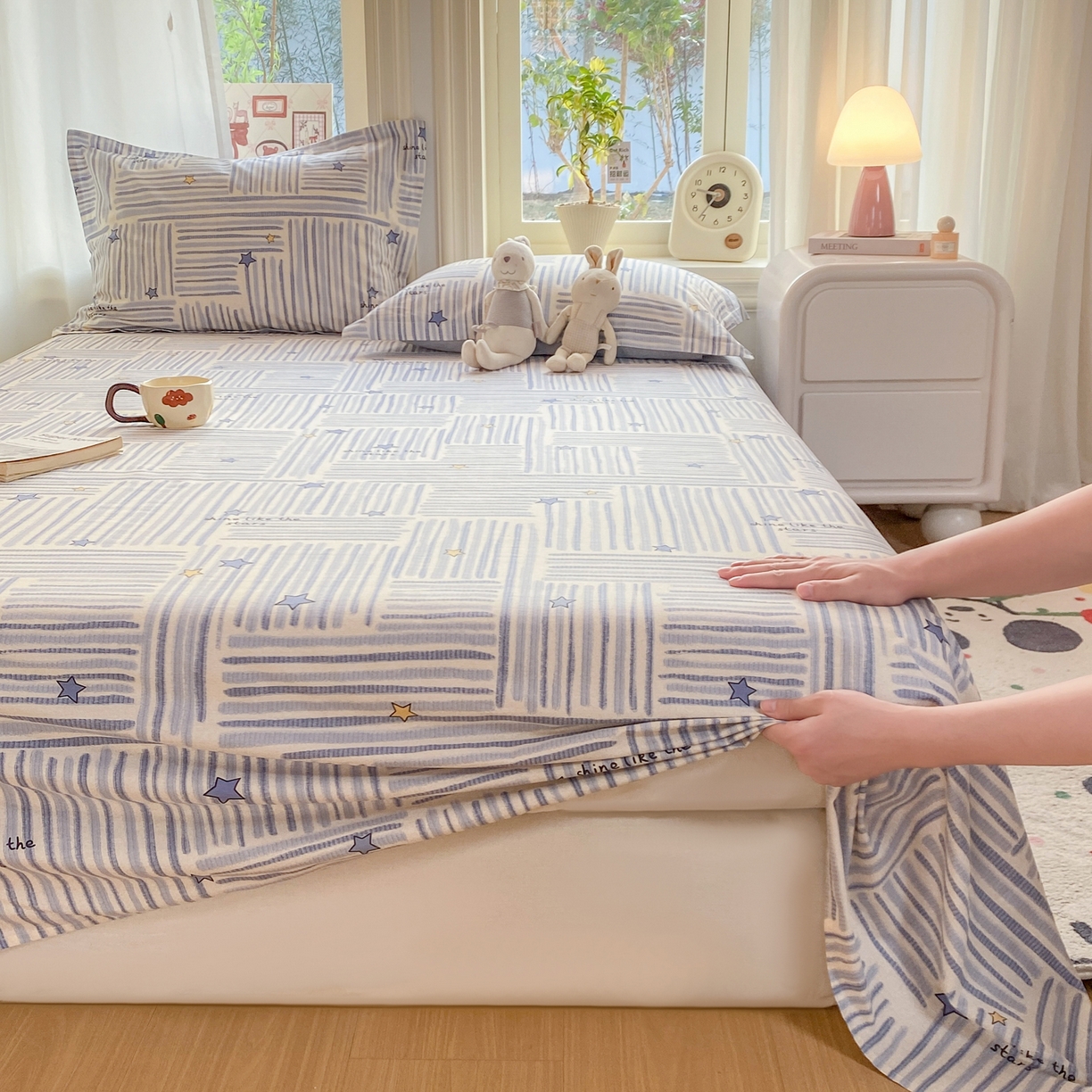 91家纺网 家纺一手货源 找家纺 花梦欣 2026新款全棉印花单品系列3简约卡通款-单床单 安集星