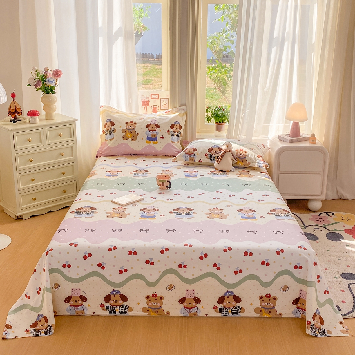 91家纺网 家纺一手货源 找家纺 花梦欣 2026新款全棉印花单品系列3简约卡通款-单床单 波普乐园