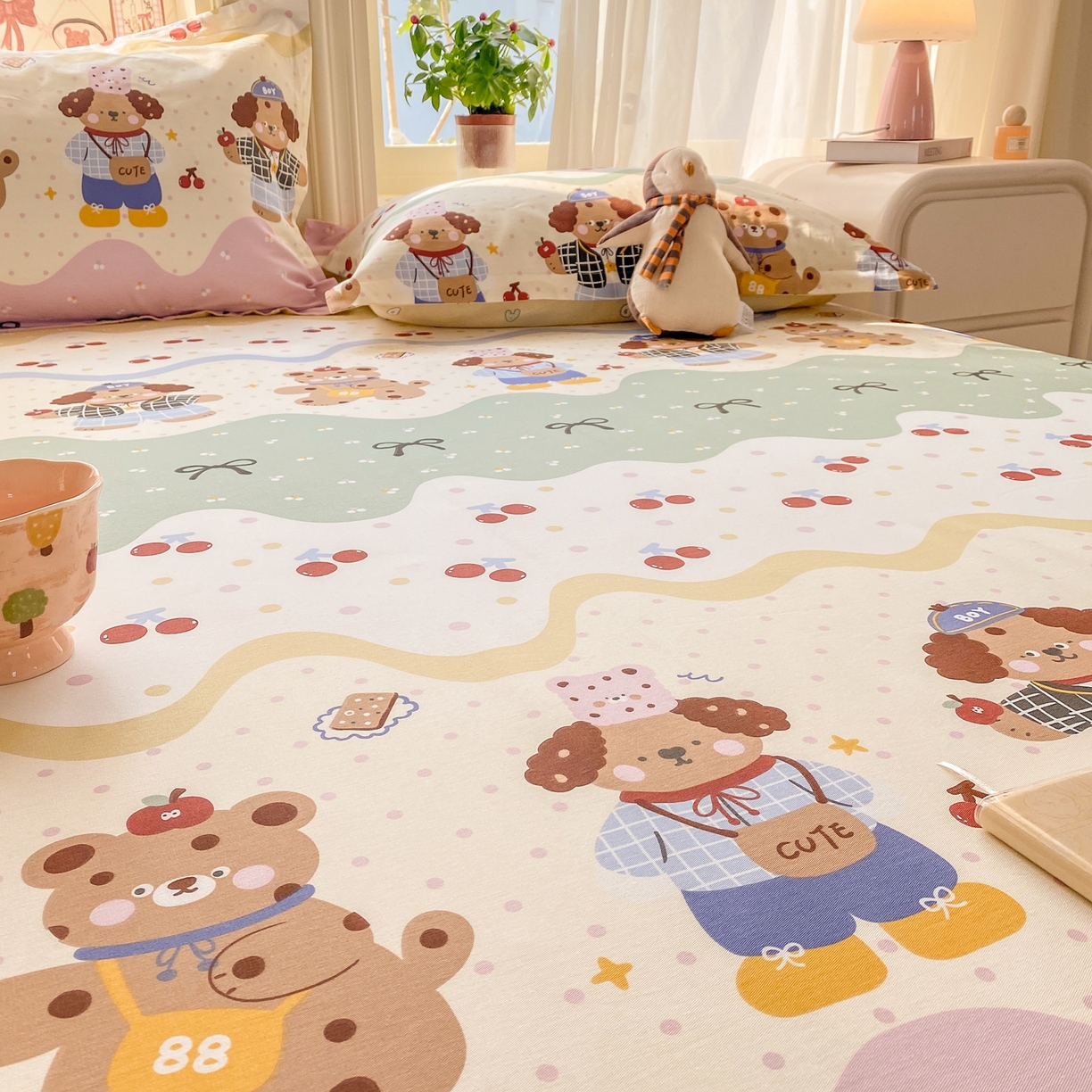 91家纺网 家纺一手货源 找家纺 花梦欣 2026新款全棉印花单品系列3简约卡通款-单床单 波普乐园